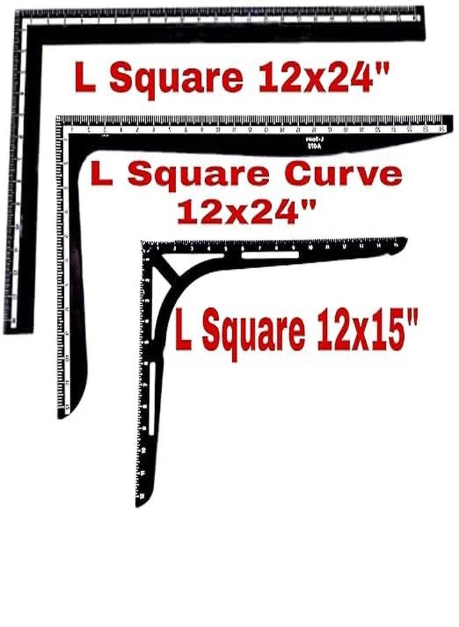 NTGS مجموعة مساطر NTGS شديدة التحمل على شكل حرف L - مساطر زاوية قائمة دقيقة من الألومنيوم - 3 أحجام، للأعمال اليدوية، والأعمال المعدنية، والنجارة - Image 2